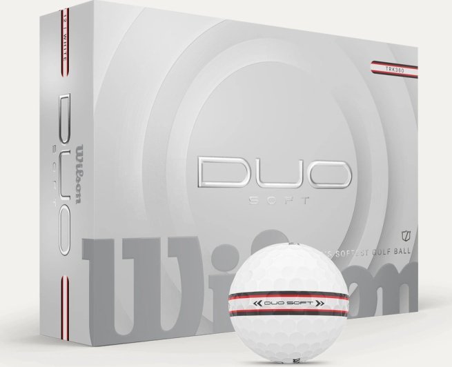 Piłki golfowe Wilson Staff Duo Soft, model 2025 (białe, 12 szt.) TRK360 z linią do puttowania