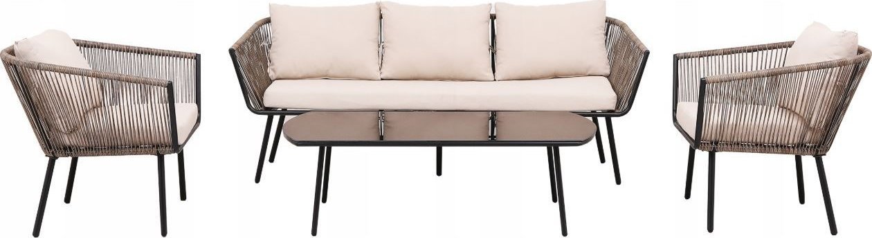 Zestaw mebli ogrodowych technorattan GRENADA 5os. naturalny