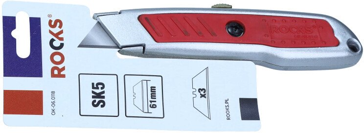 ROOKS NÓŻ, NOŻYK Z OSTRZEM TRAPEZOWYM 61X33 MM, CHOWANYM, 3 OSTRZA