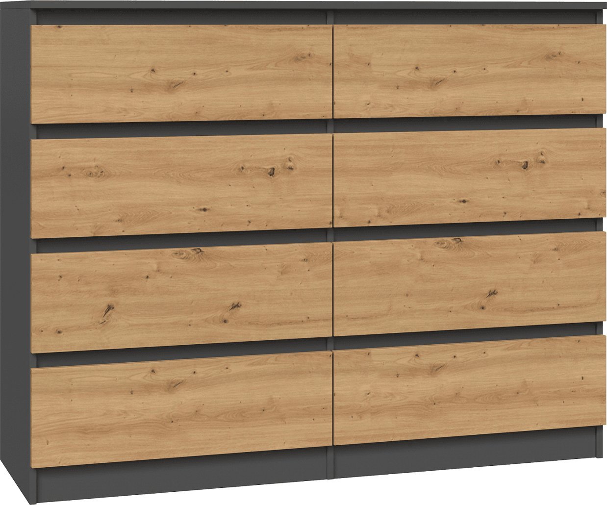 Topeshop KOMODA MALWA M8 120 - ANTRACYT / DĄB ARTISAN