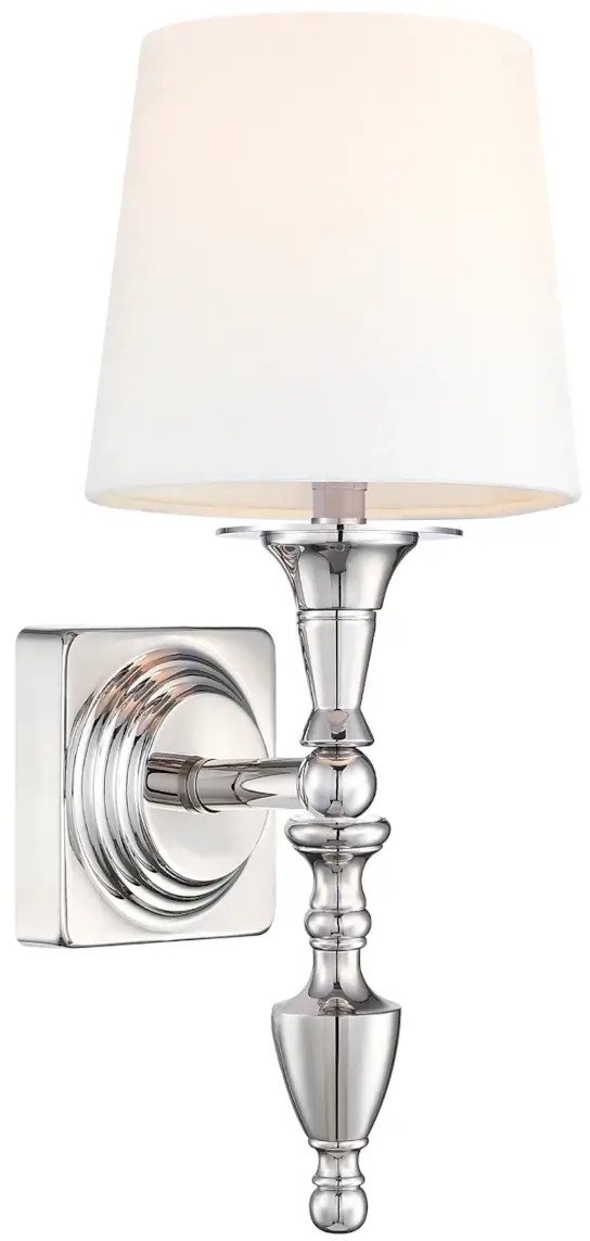 Ścienna lampa z abażurem AUSTIN W01118NI-WH salonowa srebrny biały