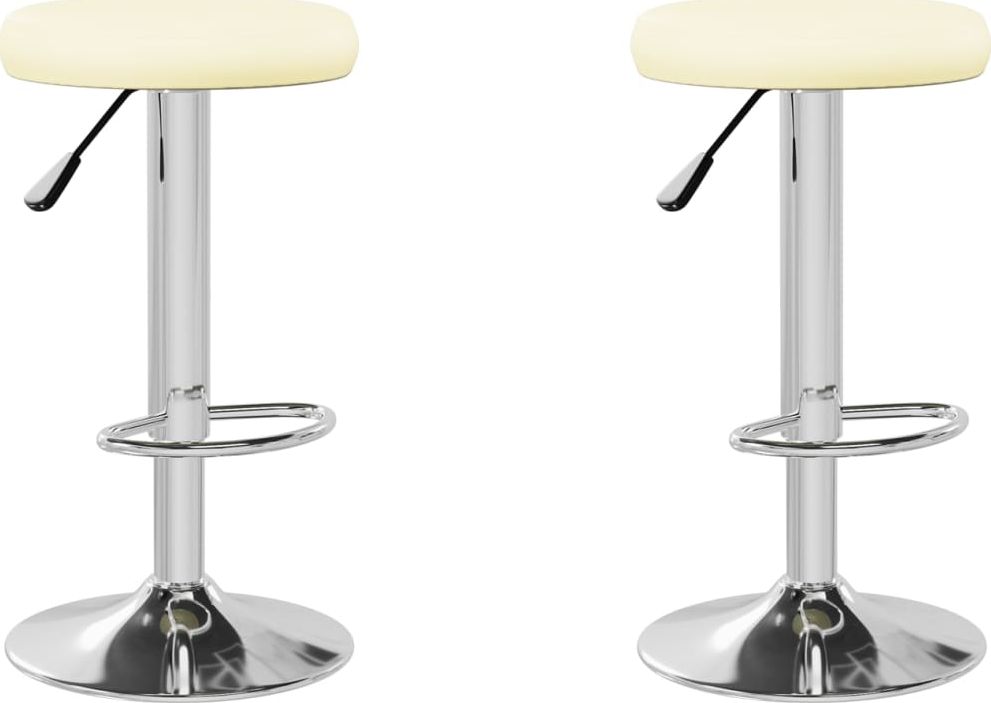 vidaXL Stołki barowe, 2 szt., kremowe, sztuczna skóra