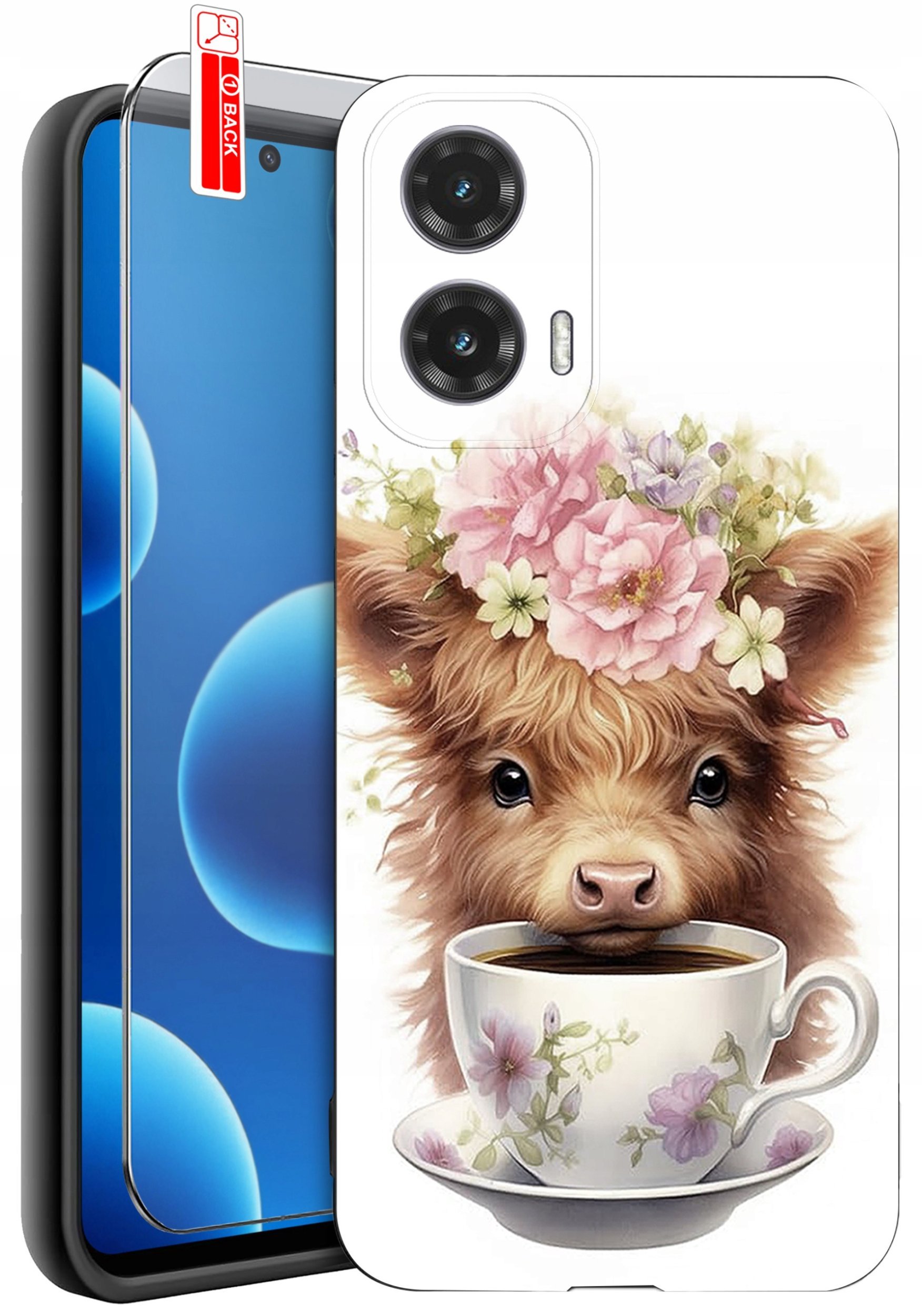 ETUI do Motorola Moto G45 5G | WZORY | SILIKONOWE MATT CASE + SZKŁO 9H