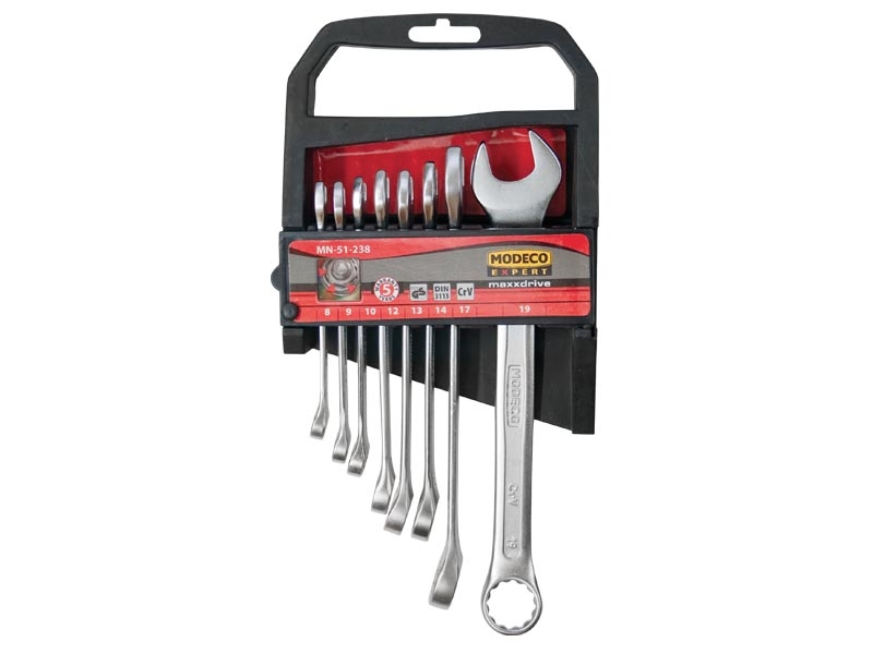 Modeco Zestaw kluczy płasko-oczkowych 8-19mm 8szt. (MN-51-238)