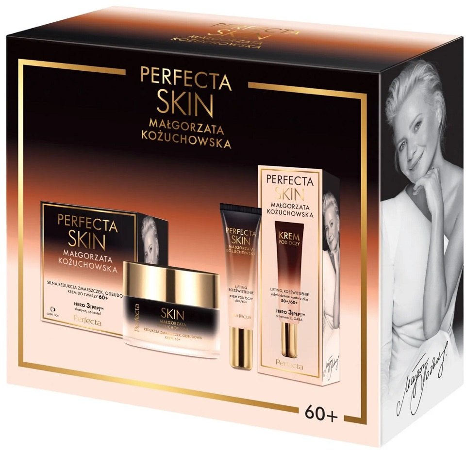 Perfecta Skin Małgorzata Kożuchowska 60+ zestaw przeciwzmarszczkowy krem na dzień i na noc 50ml + liftingująco-rozświetlający krem pod oczy i na powie