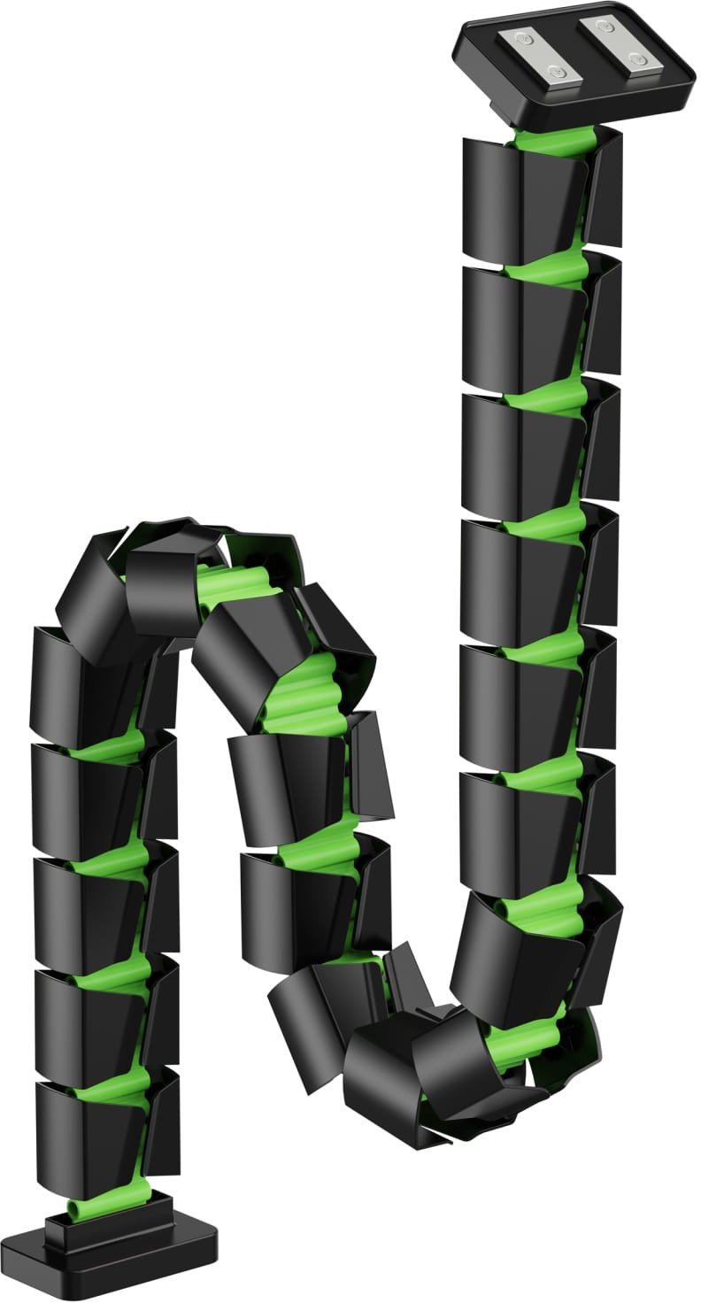 Organizer kabli, G�sia szyja z magnetycznym mocowaniem, czarno-zielony, 1285mm, do sto��w z regulacj� wysoko�ci, Powerton