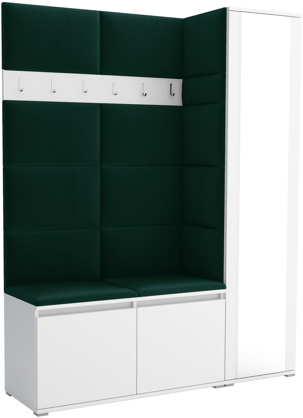 Tapicerowana garderoba Noris VII z lustrem - kolor biały + tkanina Trinity 28