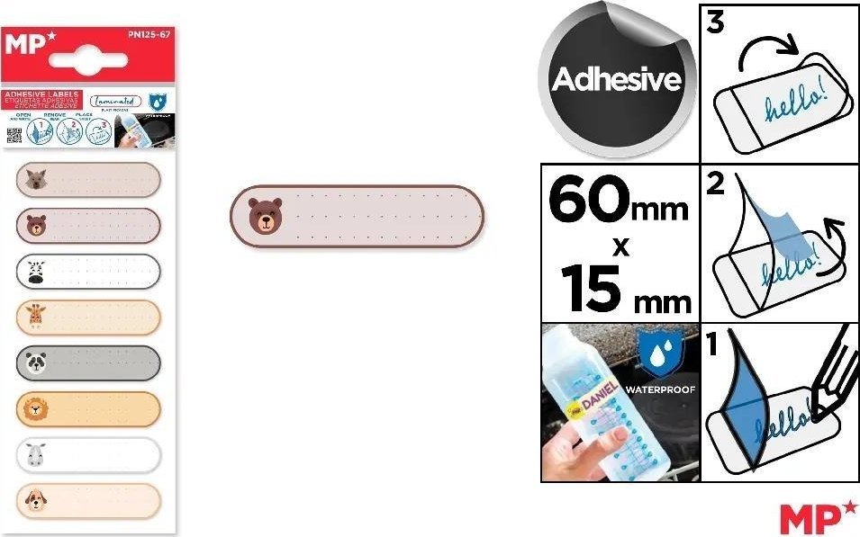 MCD Naklejki imienne wodoodporne zwierzątka