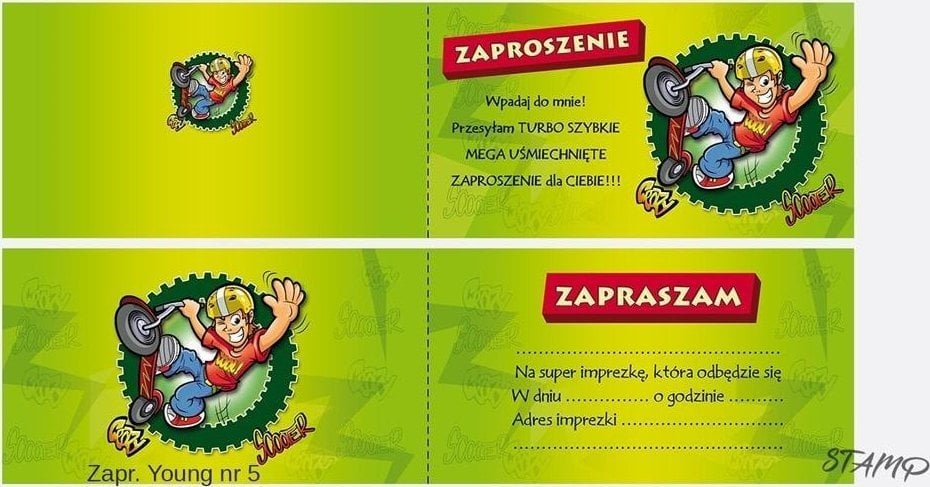 Zaproszenia Young Chłopiec wzór nr 05 10szt