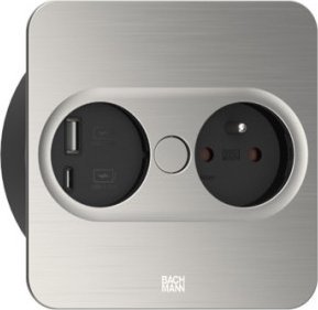 Bachmann BACHMANN TWIST 2 1xUTE 1xUSB A/C 22W 2.0m AEH stal nierdzewna wygląd kątowy