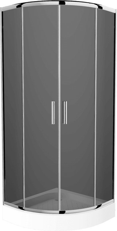 Mexen Mexen Rio kabina prysznicowa półokrągła 90 x 90 cm, grafit, chrom + brodzik Rio, biały - 863-090-090-01-40-4710