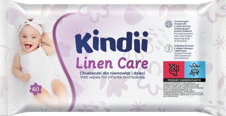 Osram Kindii Linen Care Chusteczki nawilżane dla niemowląt i dzieci 60 sztuk