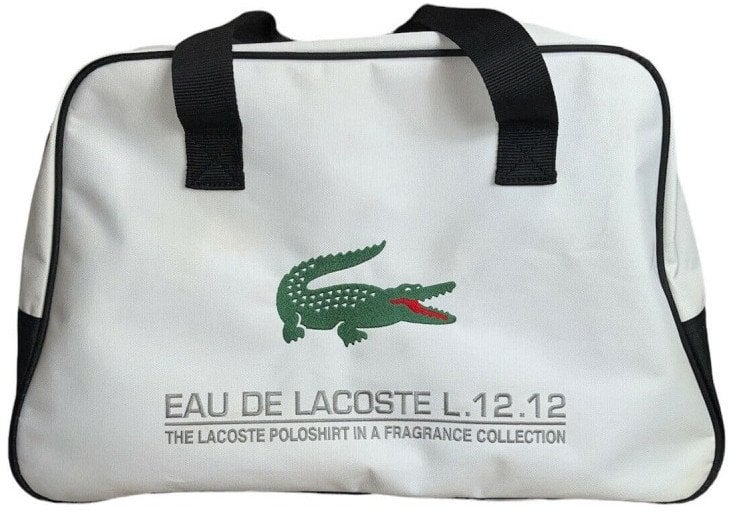 Lacoste Lacoste, Eau de Lacoste L.12.12, Canvas, Bag, Duffel Travel/Gym, White, Unisex, 12 x 18.5 x 7 inch Unisex
