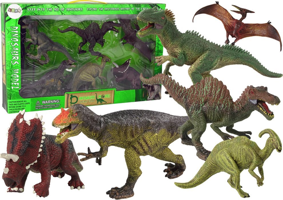 Figurka LeanToys Duży Zestaw Dinozaurów 6 sztuk Figurka Dinozaur Prehistoryczne Okazy