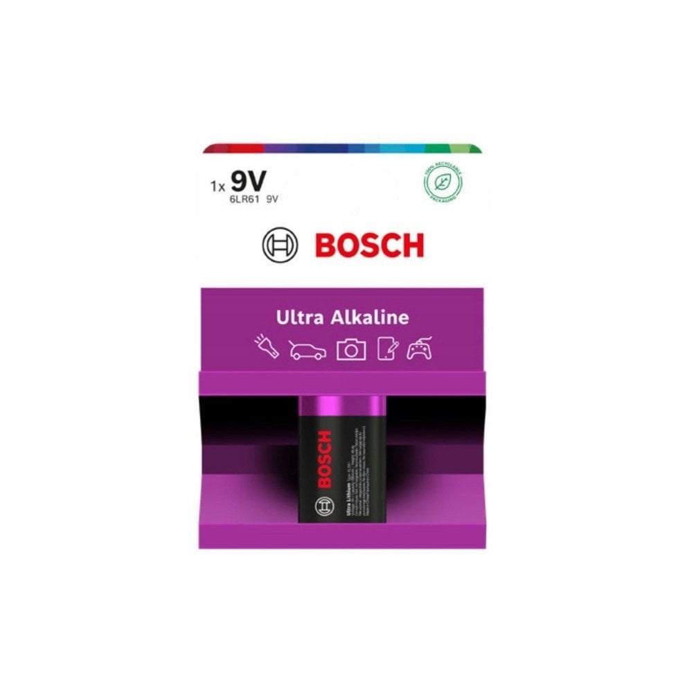 BATERIA BOSCH 1SZT 9V ULTRA ALKALINE 6LR61UA1B/00