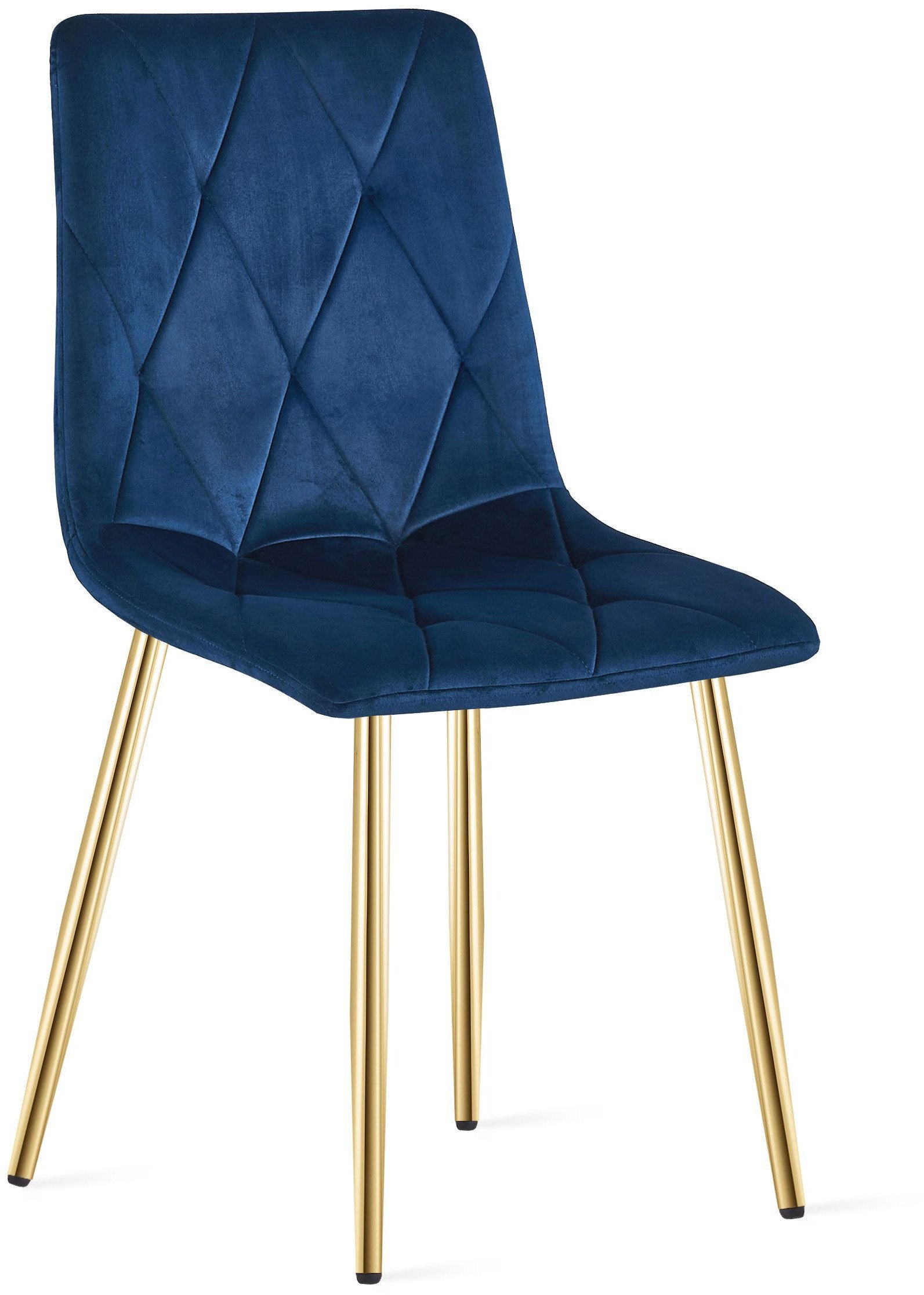 Krzesło do jadalni LIBRA welur granatowy aksamit na złotych nogach
