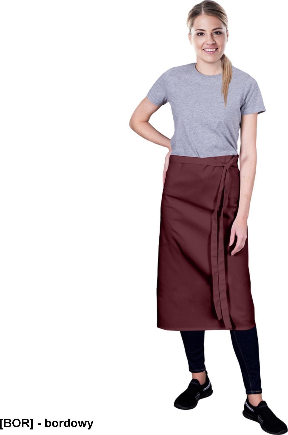 R.E.I.S. FZAP - fartuch typu zapaska gastronomiczna kelnerska długa - bordowy - 5 rozmiarów. 100x100 cm