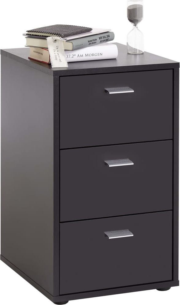 FMD FMD Szafka nocna z 3 szufladami, czarna