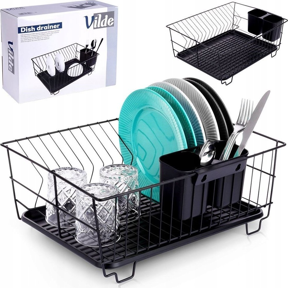 Vilde Suszarka na naczynia czarna 40x33x17 cm