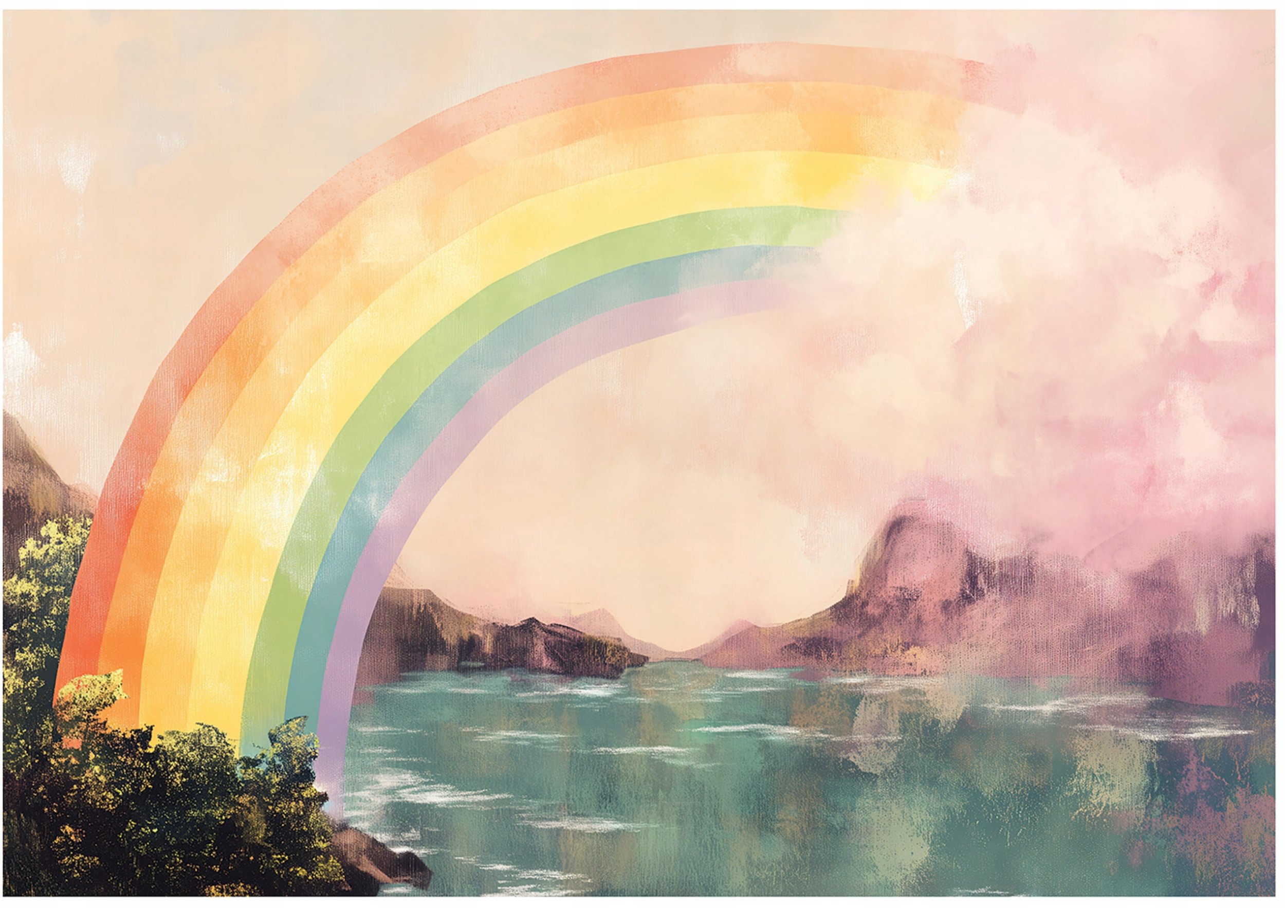 Fototapeta Dla Dziewczynki Dzieci Tęcza Jezioro Tapeta Flizelina 300X210