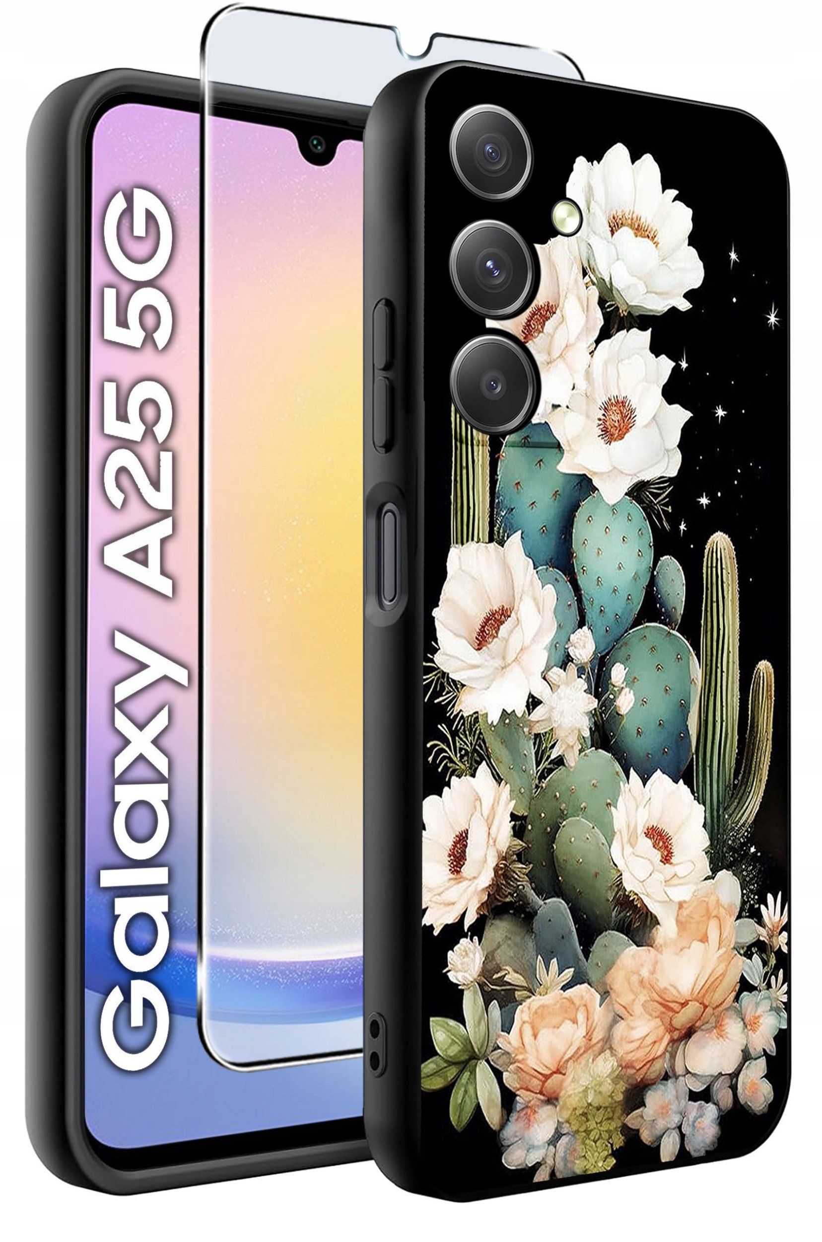 ETUI do Samsung A25 5G WZORY | SILIKONOWE MATT CASE + SZKŁO HARTOWANE 9H