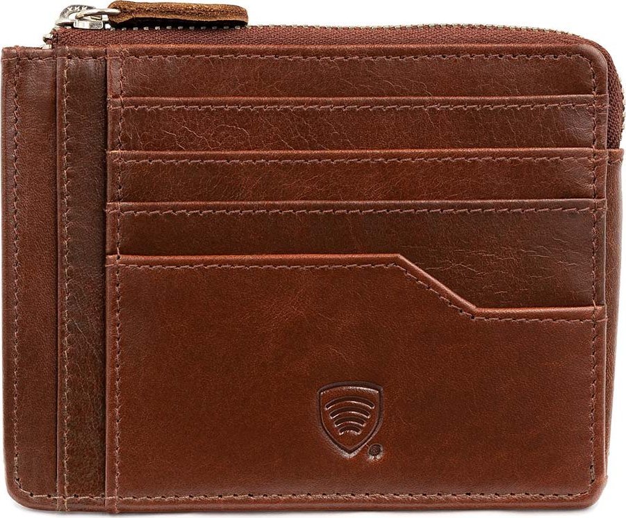 KORUMA Portfel RFID zamykany na zamek na karty i dowód rejestracyjny (Brąz) Uniwersalny