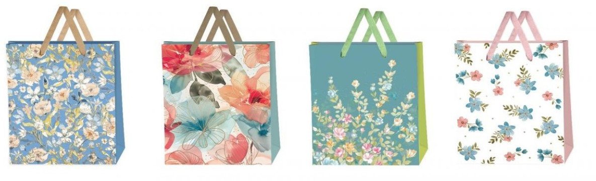 Torebka ozdobna mała 18x23x8cm Kwiaty mix