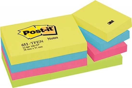 Post-it Karteczki Post-it 38x51mm (653-TFEN) mix kolorów (12x100) -
