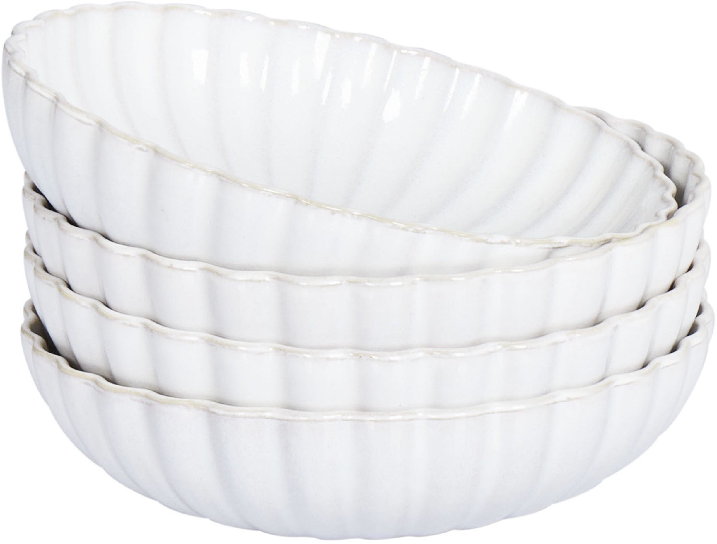 Zestaw 4 głębokich talerzy NETTLE Kamionka Złamana biel