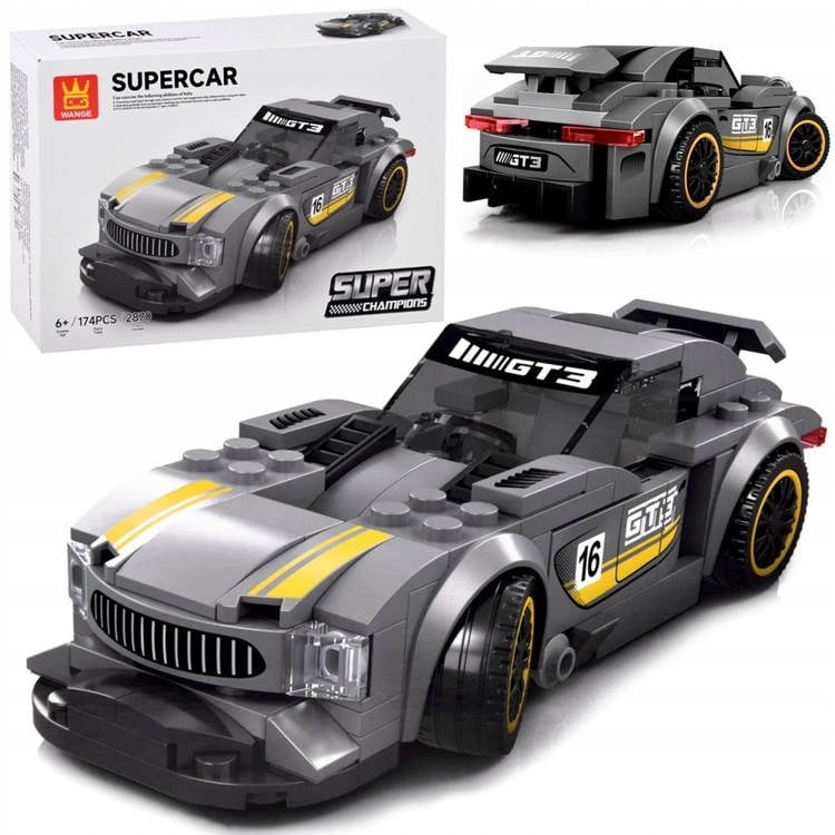 Klocki techniczne Sportowe auto SREBRNE 174-elementy + naklejki ZA4287