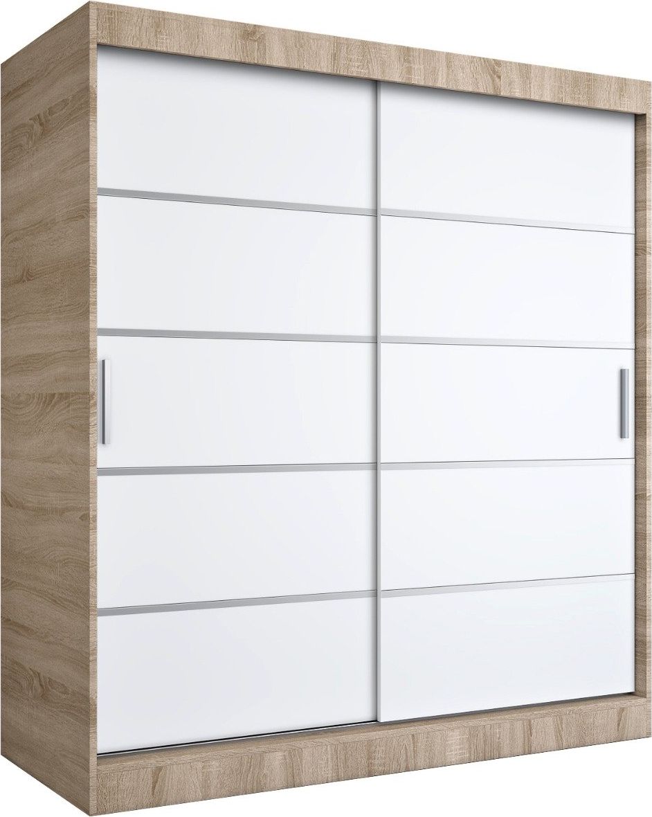 MKPOL Szafa przesuwna MODUO COMFORT 180 dąb sonoma/biała mat z listwami