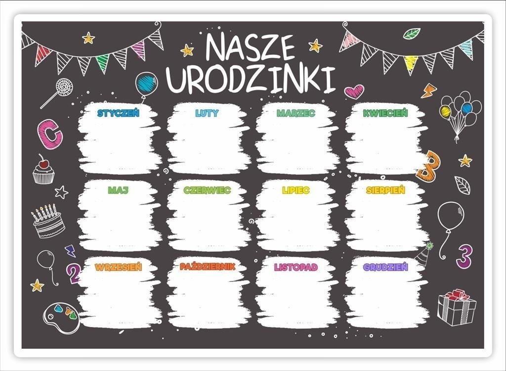 LearnHow Kalendarz urodzinowy - Tablica kredowa