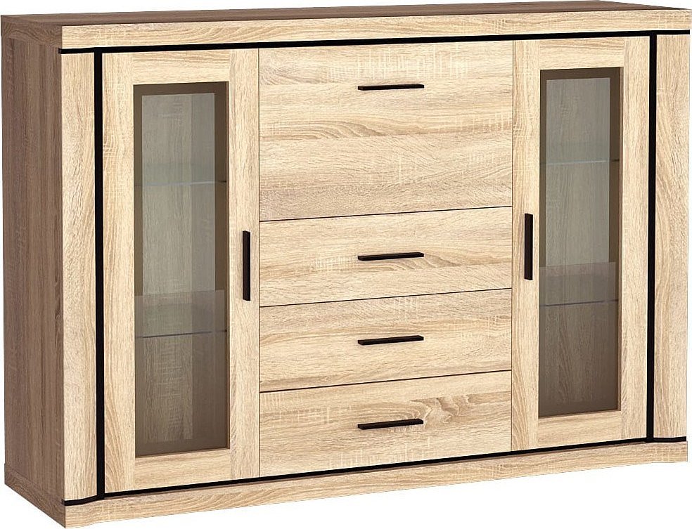 Elior Witryna z szufladami i barkiem dąb sonoma - Verna 9X