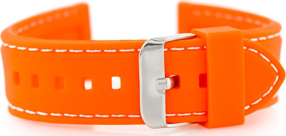 Pasek gumowy do zegarka przeszywany pomarańcz 22mm uniwersalny