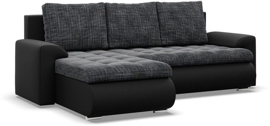 Narożnik rozkładany, lewy, Bosco, plecionka, ekoskóra, 230x159x89 cm, ciemny szary, czarny | TYLETEGOTU
