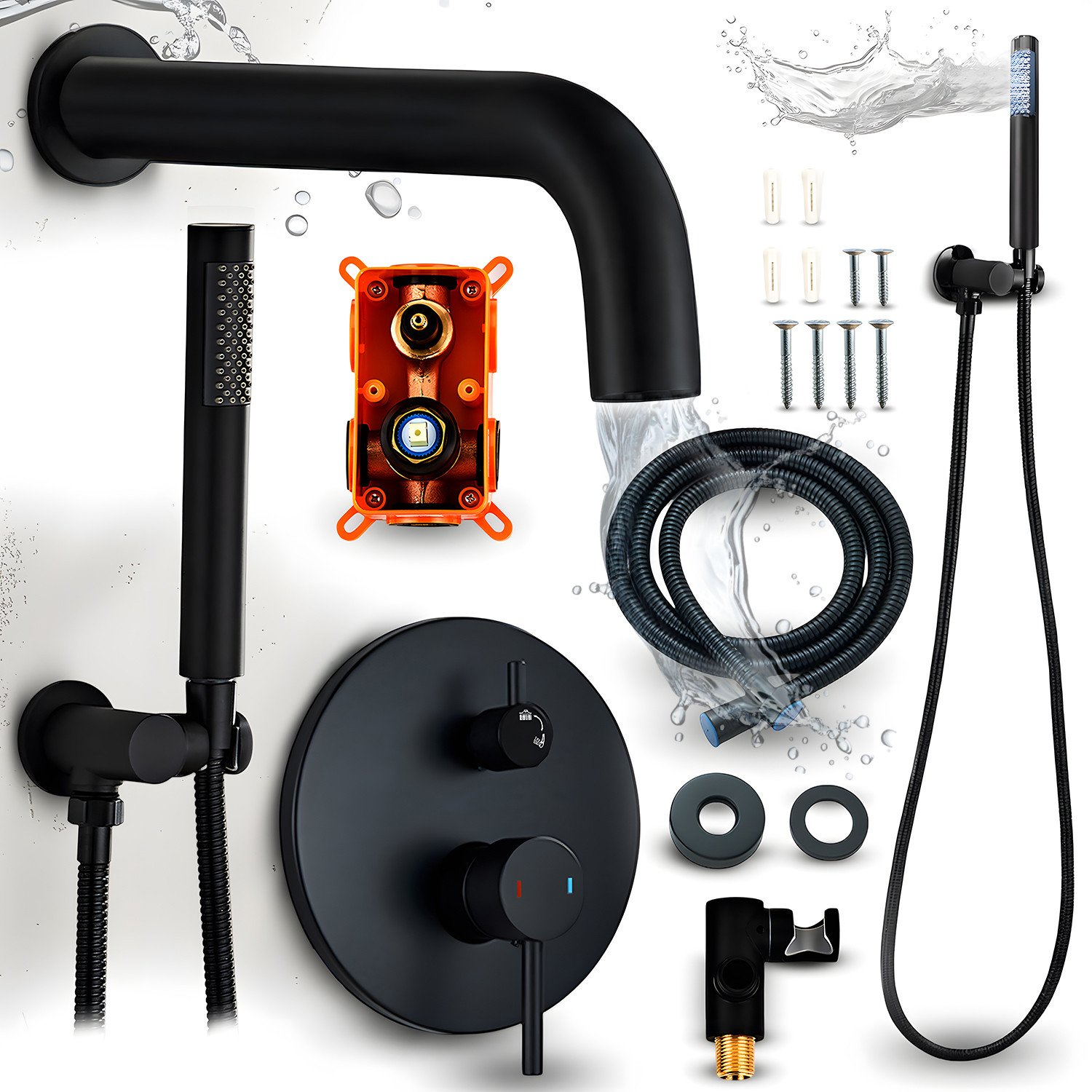 Zestaw wannowy podtynkowy Heckermann H400 Czarny Bateria wannowo prysznicowa