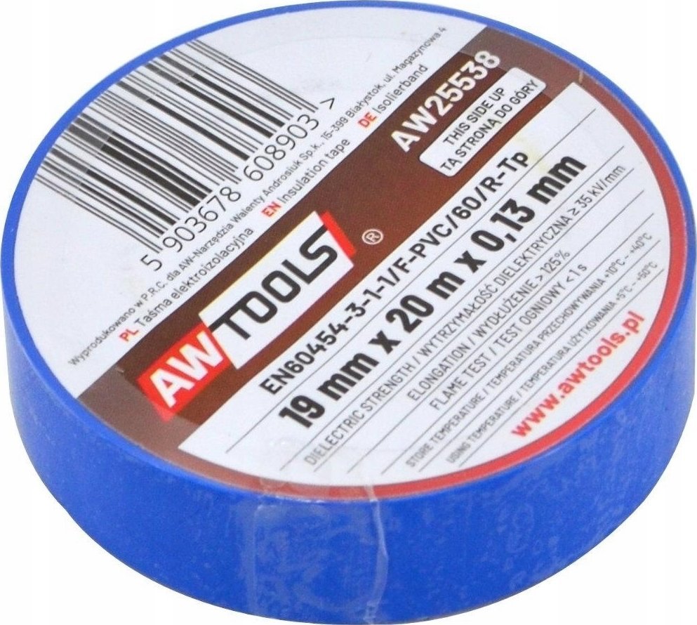 AWTools AWTOOLS TAŚMA IZOLACYJNA 15mm x 20m NIEBIESKA