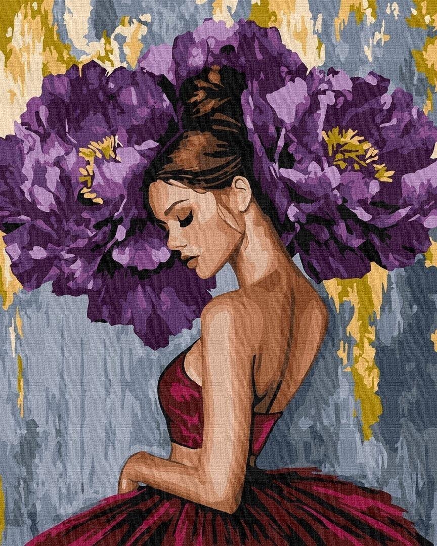 Malowanie po numerach - Baletnica z piwoniami