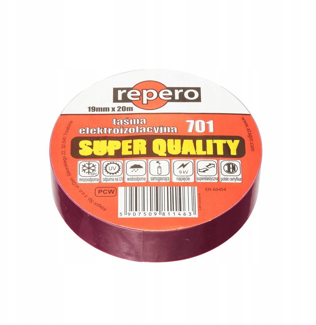 TAŚMA IZOLACYJNA REPERO 701 FIOLETOWA 19MMX20M