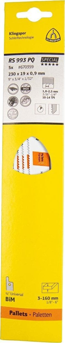 Klingspor KLINGSPOR BRZESZCZOT DO PIŁY SZABLASTEJ 230x19x0,9mm RS 993 PQ /5szt.