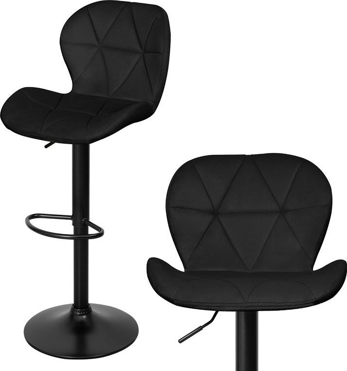 Szchara HOKER DO WYSPY Z OPARCIEM TAPICEROWANY REGULOWANY KRZESŁO BAROWE CZARNE