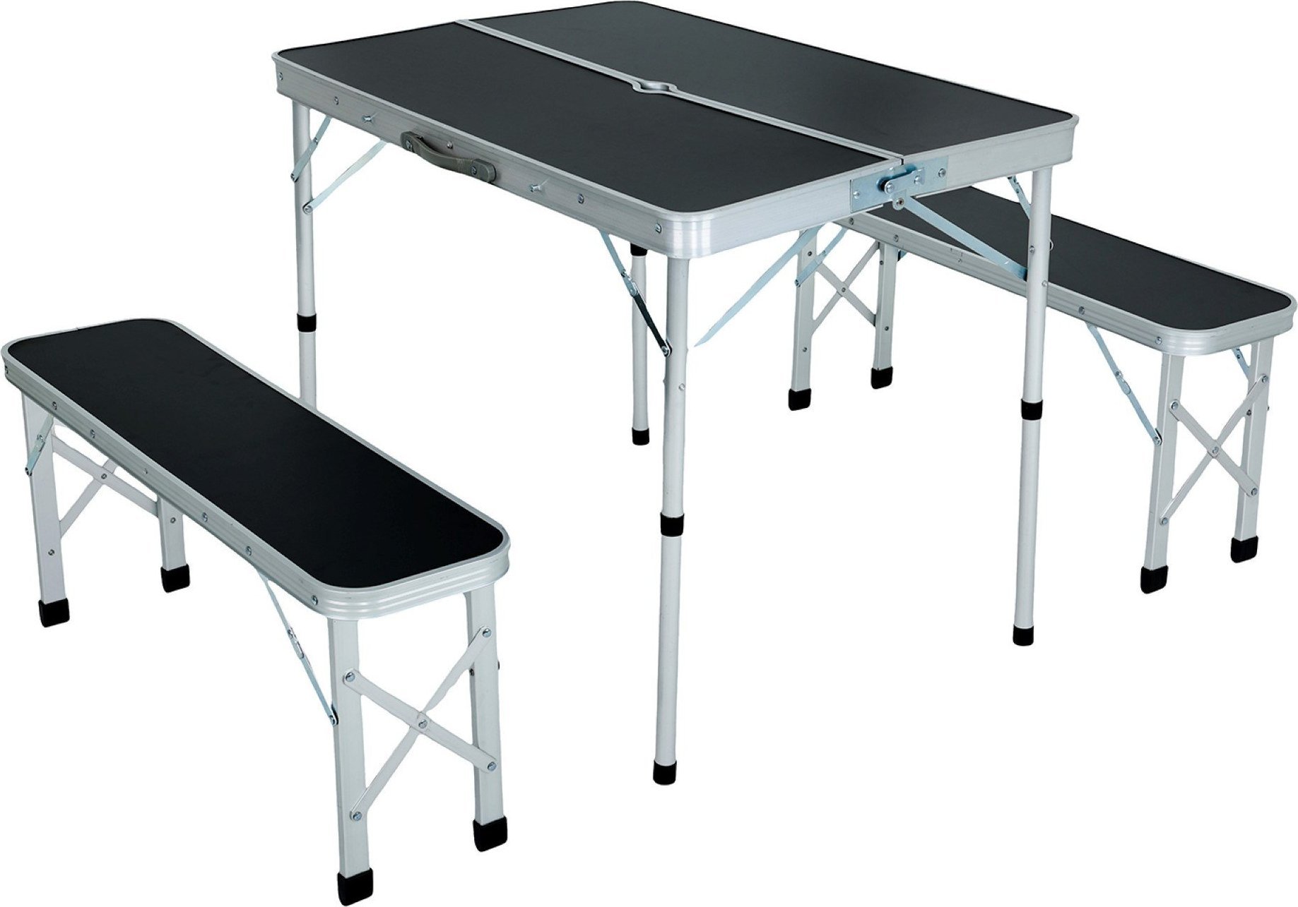 Fancy Garden Zestaw turystyczny składany ROI stół + 2 ławki Czarny