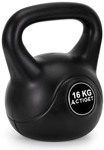 Kettlebelle odważnik kulowy 16 kg ABS hantla do ćwiczeń kula do treningu siłowego czarna UNIWERSALNY