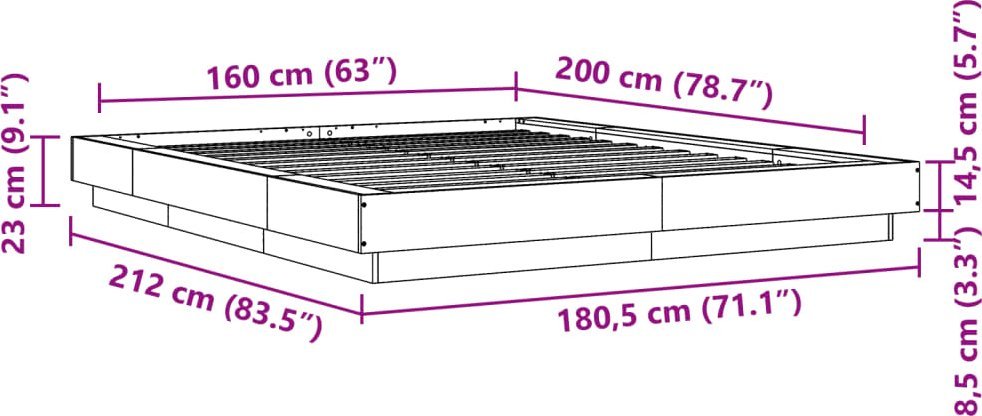 vidaXL vidaXL Rama łóżka, biała, 160x200 cm, materiał drewnopochodny