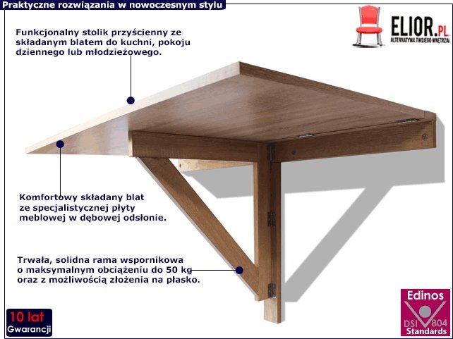 Elior Stolik przyścienny w kolorze dębu - Telis