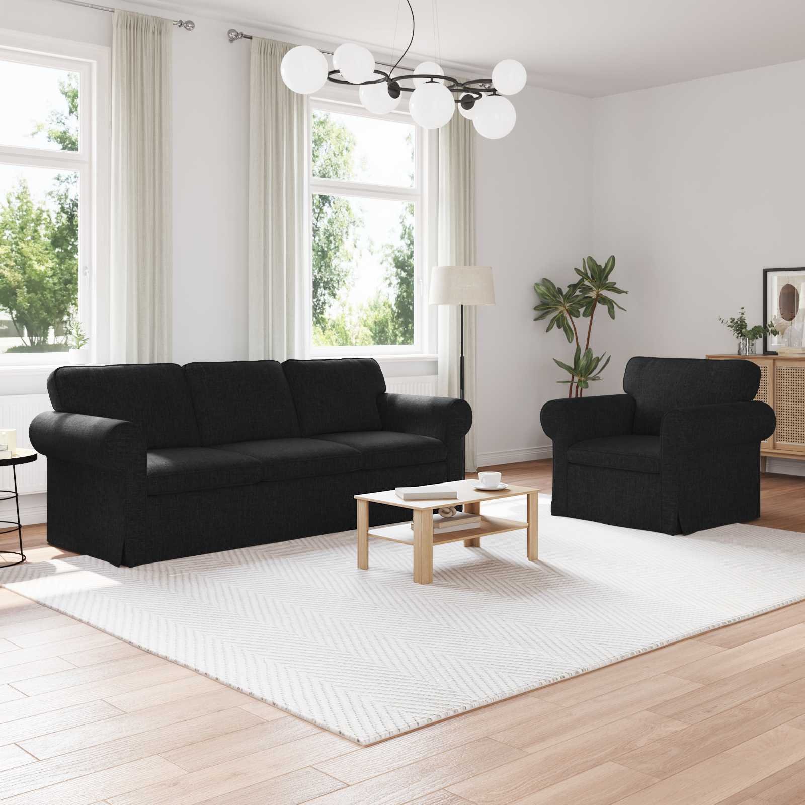 vidaXL Sofa 2 pcs Black Metal