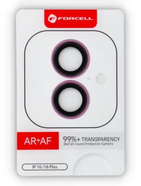 Szkło hartowane Forcell Premium do aparatu - do iPhone 16 / 16 Plus Różowy