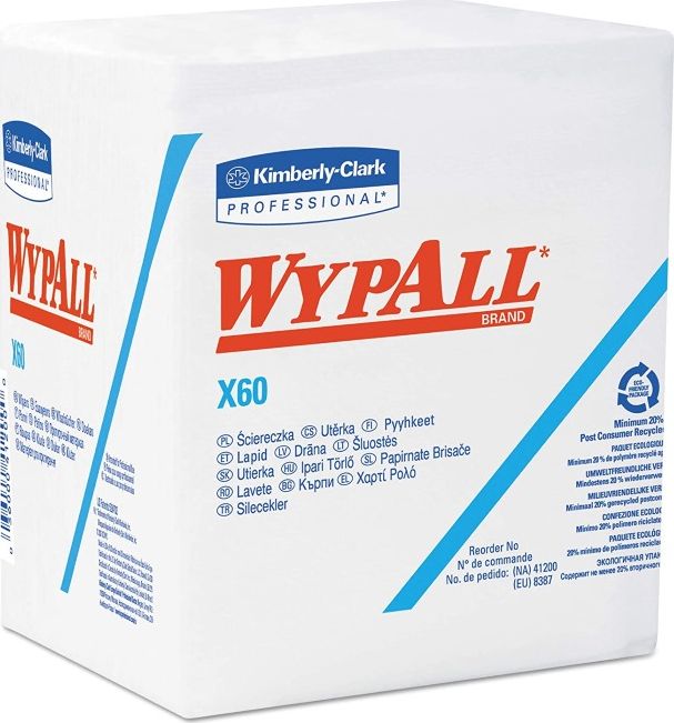 Kimberly-Clark Wypall X60 - Ściereczki w odcinkach, składane, białe - 76 odcinków