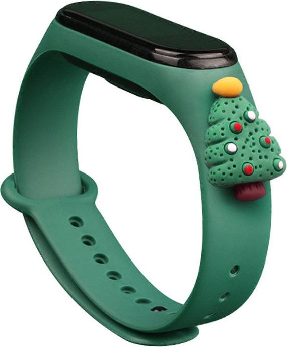 Hurtel Opaska świąteczna do Xiaomi Mi Band 3/4 ciemnozielony (choinka 2)