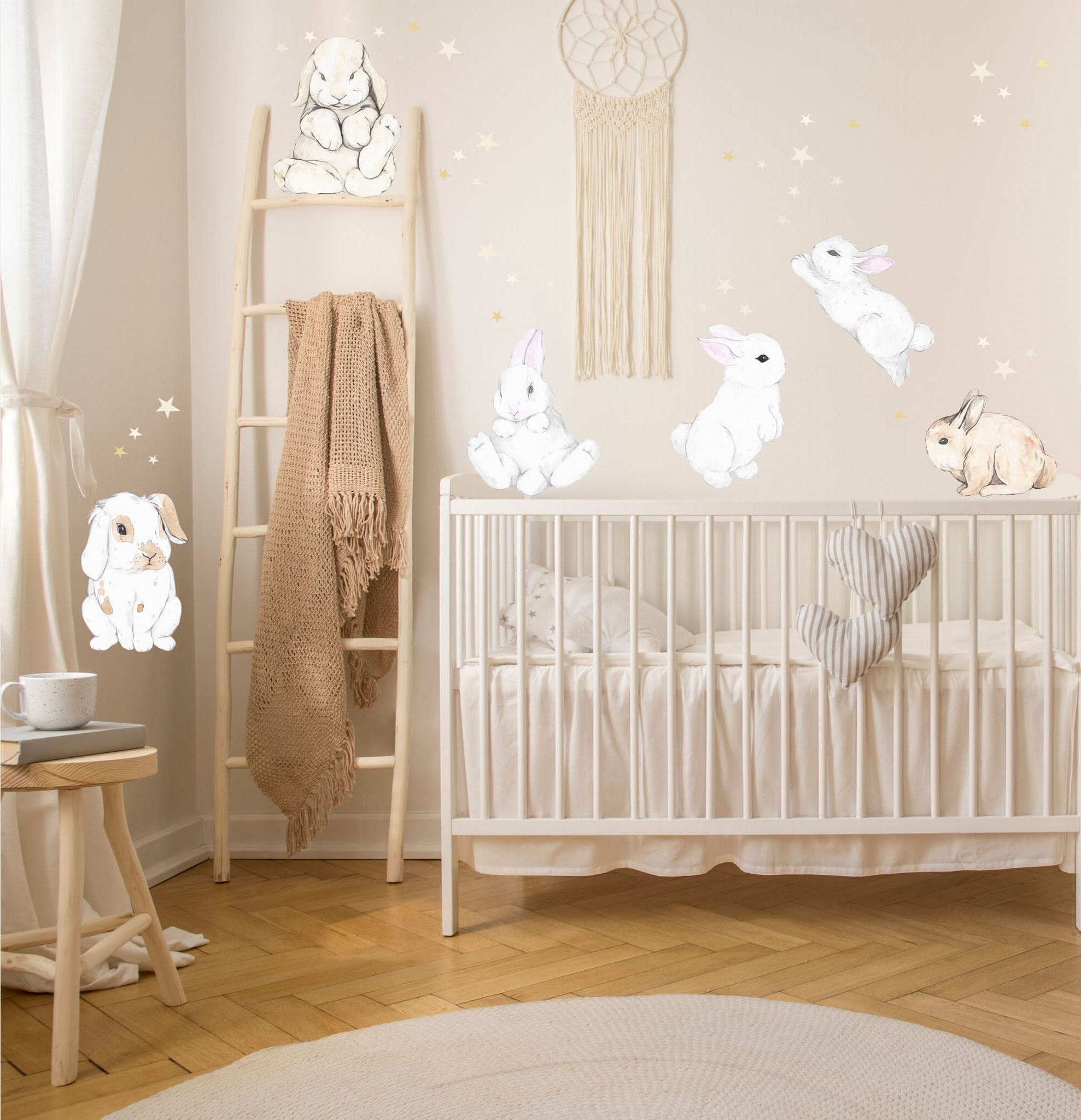 Mała Pracownia DK Pastelowe króliczki gwiazdeczki komplet 9szt Zestaw naklejek